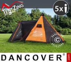 Tente de camping, TentZing® Teepee, 5 personnes, orange/gris foncé